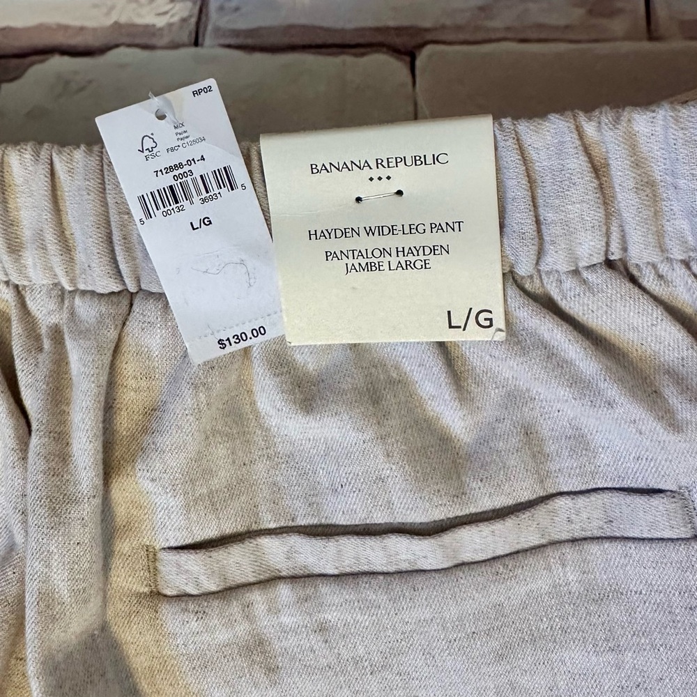 Banana Republic Linen Blend Wide-Leg Pants Size L - Picture 3 of 5